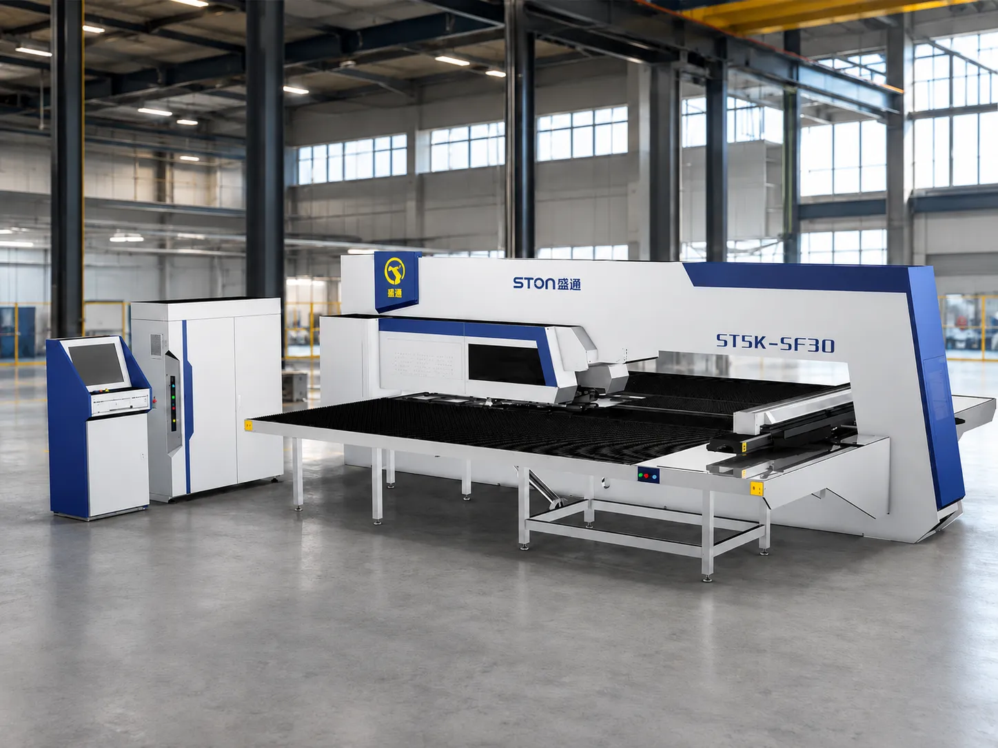 STON CNC panel bender in a factory showroom